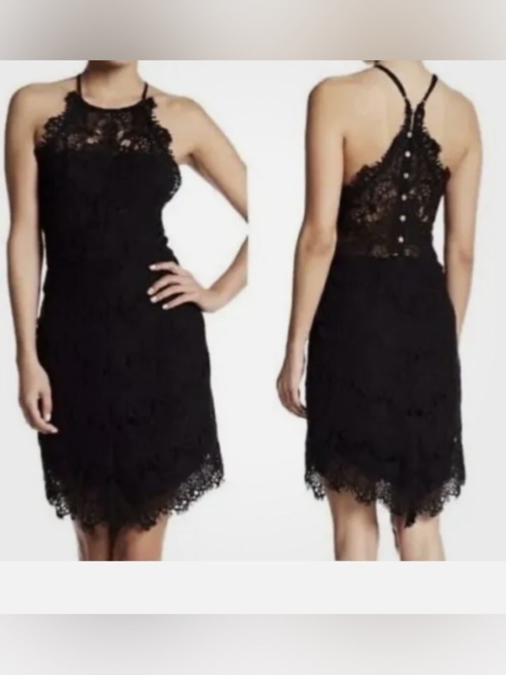 Intimately Free People Black Lace Halter Cocktail Dress